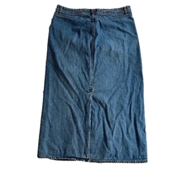 Old Navy Blue Jeans Vintage Y2K Denim A-Line Long Skirt Size 16 Rear Slit - Picture 3 of 7
